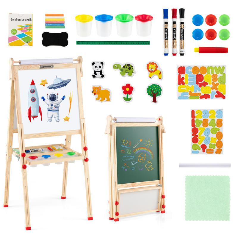 Kids Art Easel - Chevalet d'art pliable en bois double
